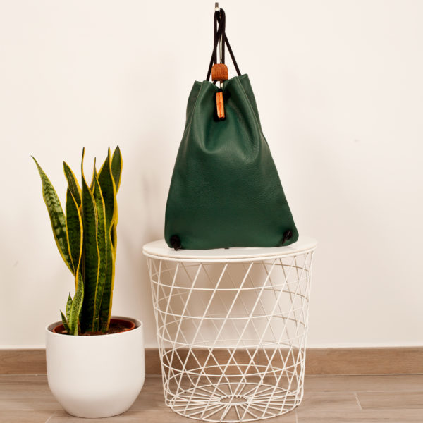 zaino in pelle verde oliva - Cinzia Rossi