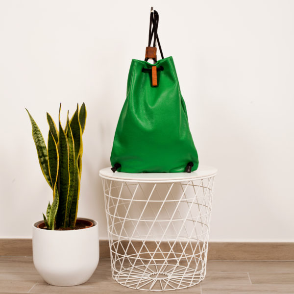 Lawn green leather backpack - Cinzia Rossi