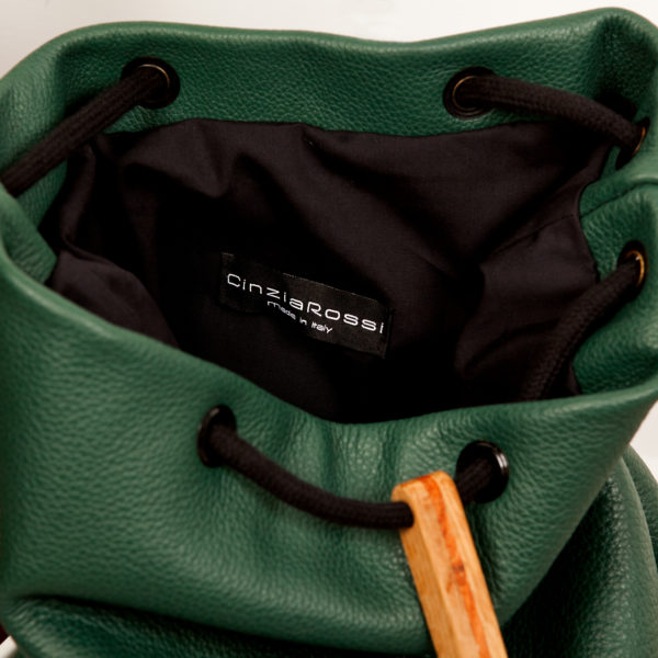 Sac à dos en cuir vert olive - Cinzia Rossi