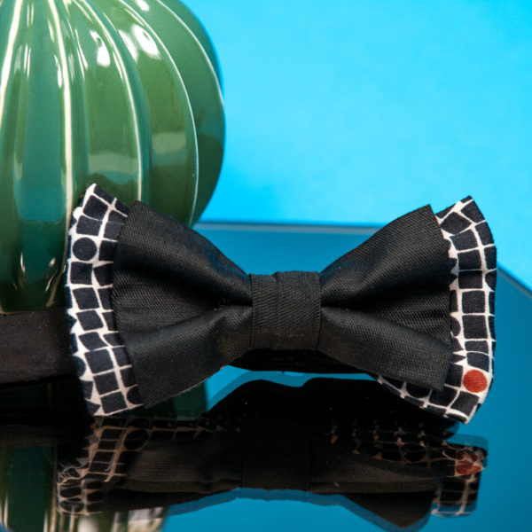 Cotton bow tie with black and white print - Cinzia Rossi