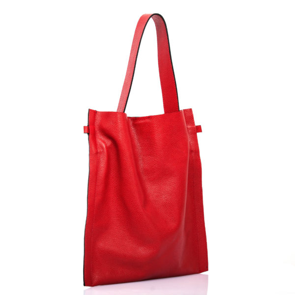 Cherry red leather shopping bag - Cinzia Rossi