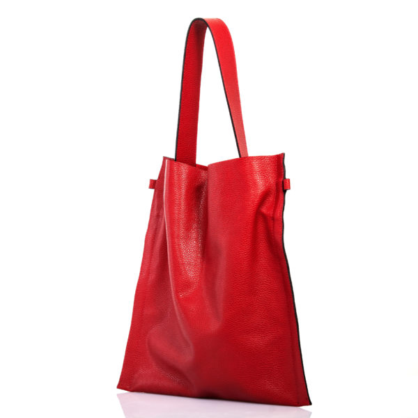 Cherry red leather shopping bag - Cinzia Rossi