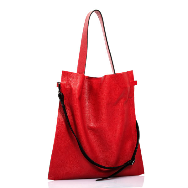 Cherry red leather shopping bag - Cinzia Rossi