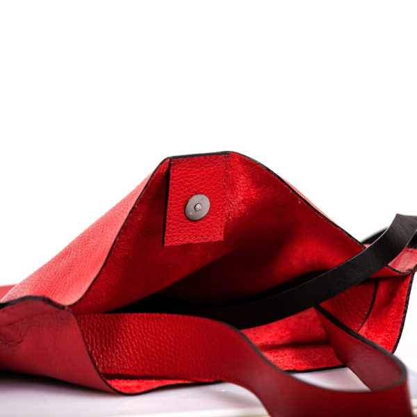 Einkaufstasche aus kirschrotem Leder - Cinzia Rossi