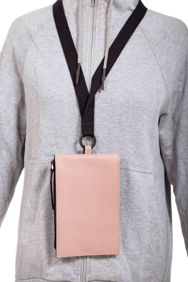 Smartphone-Halter aus puderrosa Leder - Cinzia Rossi