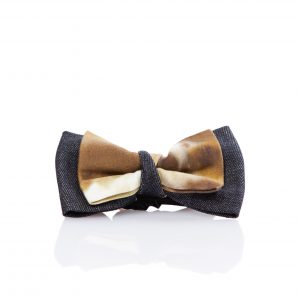 Bow tie in blue denim cotton and tie dye pattern - Cinzia Rossi