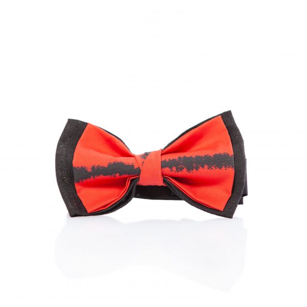 Bow tie in black linen and abstract pattern - Cinzia Rossi