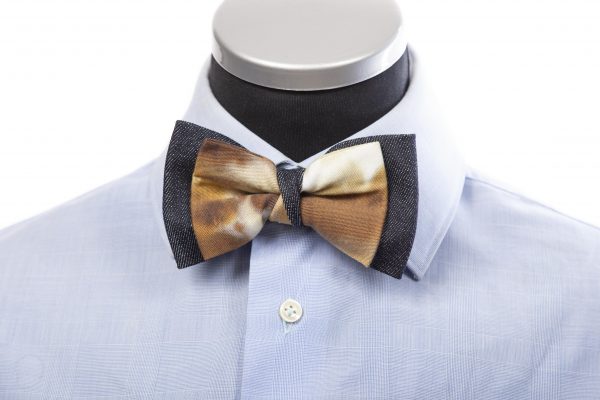 Bow tie in blue denim cotton and tie dye pattern - Cinzia Rossi