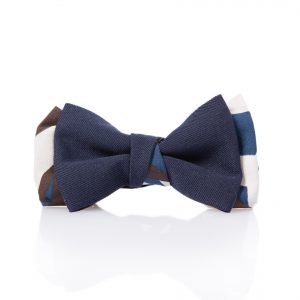 Bow tie in blue cotton and abstract pattern - Cinzia Rossi