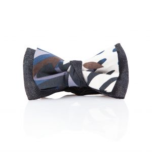 Bow tie in blue denim cotton and abstract pattern - Cinzia Rossi